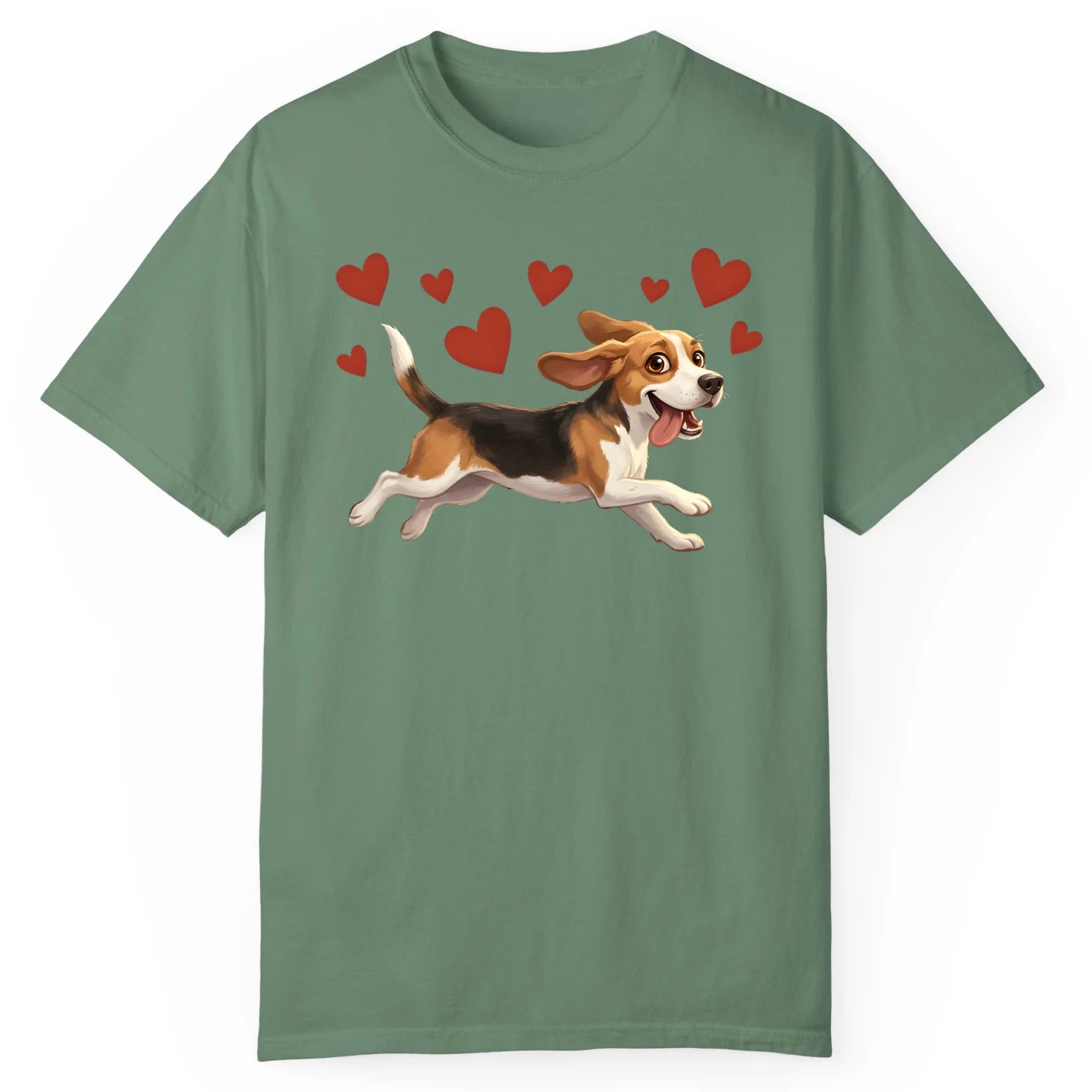 Beagle Full Sprint Hearts Graphic Tee