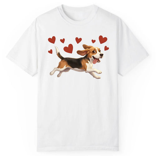 Beagle Full Sprint Hearts Graphic Tee
